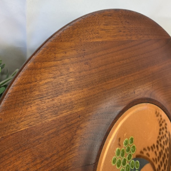 Vintage MCM Genuine walnut enamel on copper cheese tray designed by ERNEST SOHN - Picture 5 of 11